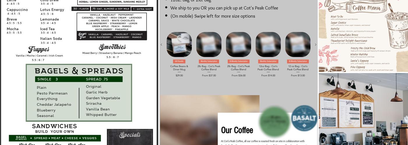Cot's Peak Coffee Menu