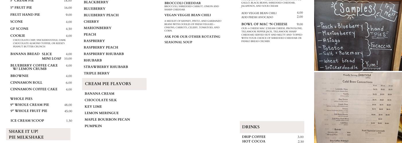 Pegasus Pie Co. Menu