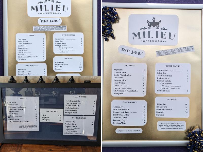 Milieu Coffeeworks Menu