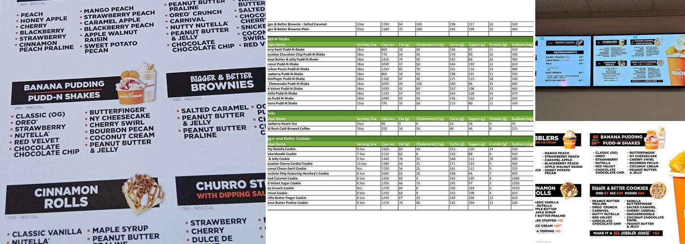 Peach Cobbler Factory، Winter Garden Menu