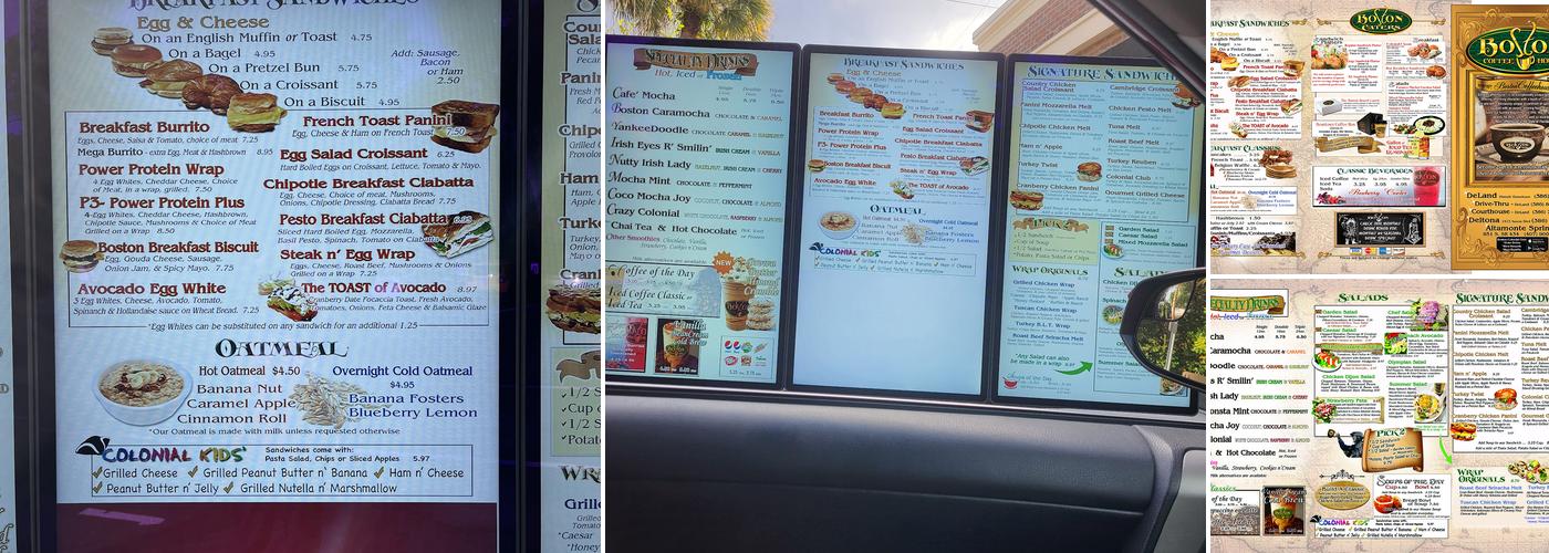 Boston Coffeehouse Drive-Thru Menu