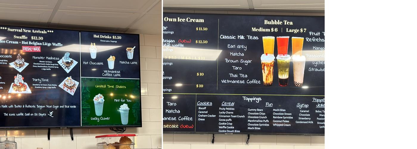 Surreal Creamery Menu