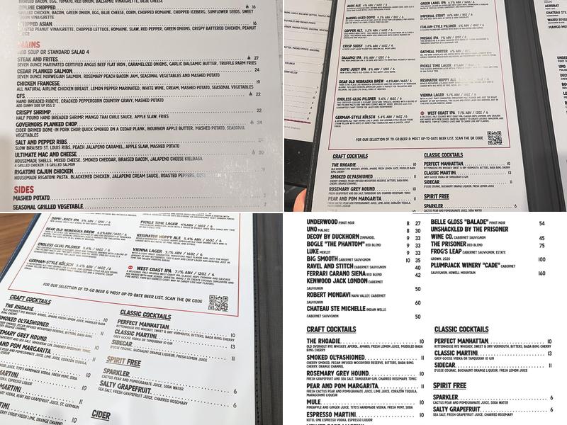 Zipline Tap & Grill Menu