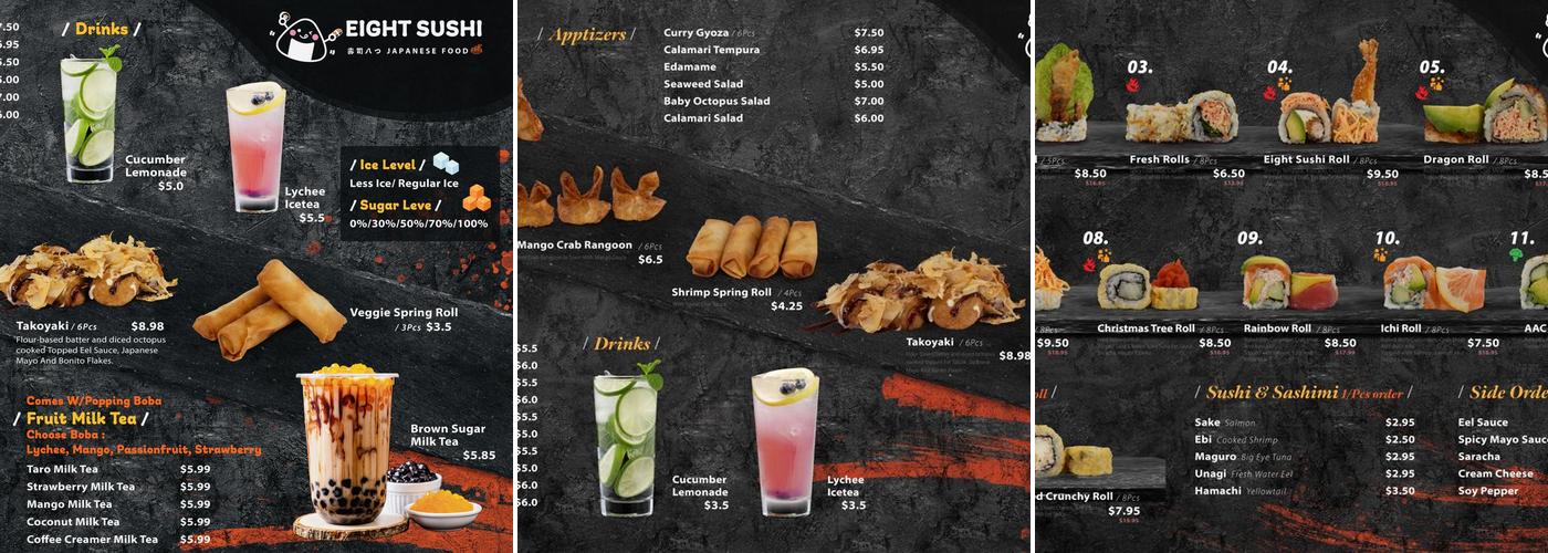 Eight Sushi Menu