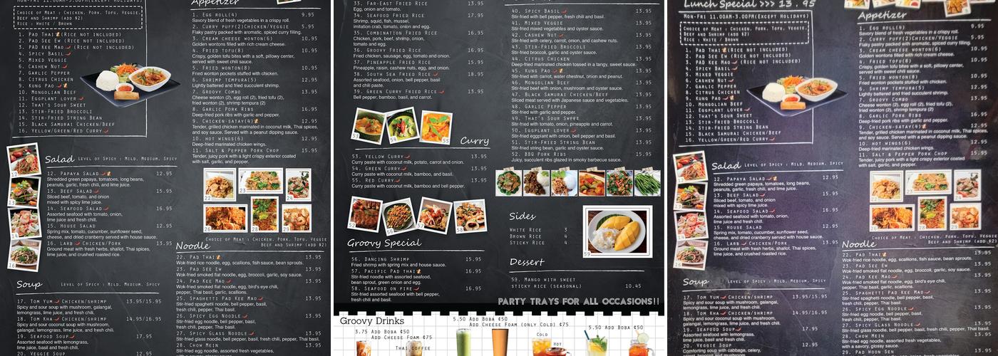 Groove Cafe Thai Restaurant Menu