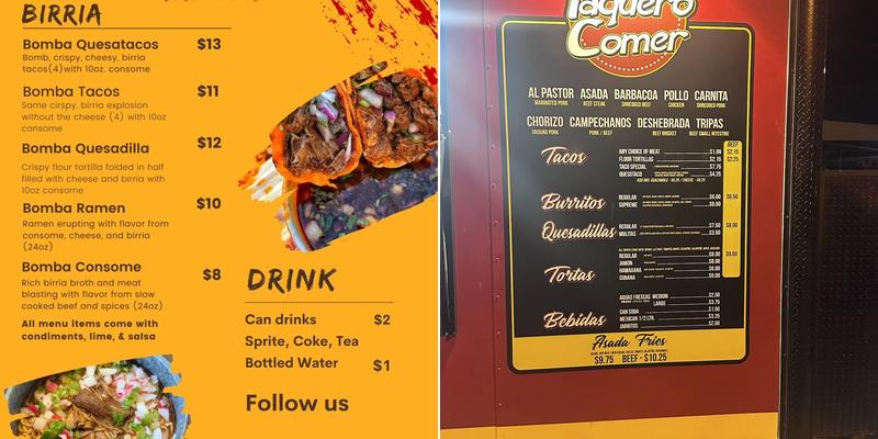 LA BOMBA Menu