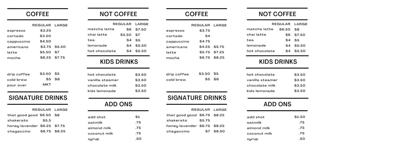 Chrome Coffee Menu