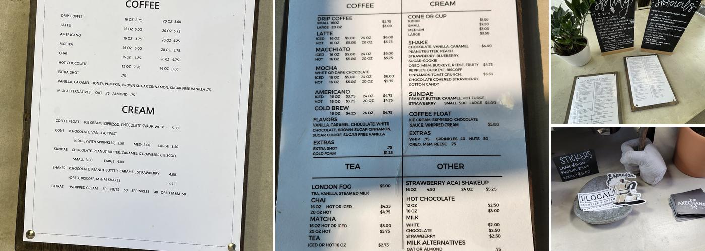 Local Coffee & Creamery Menu