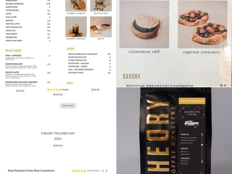 Theory Coffee Roasters Menu