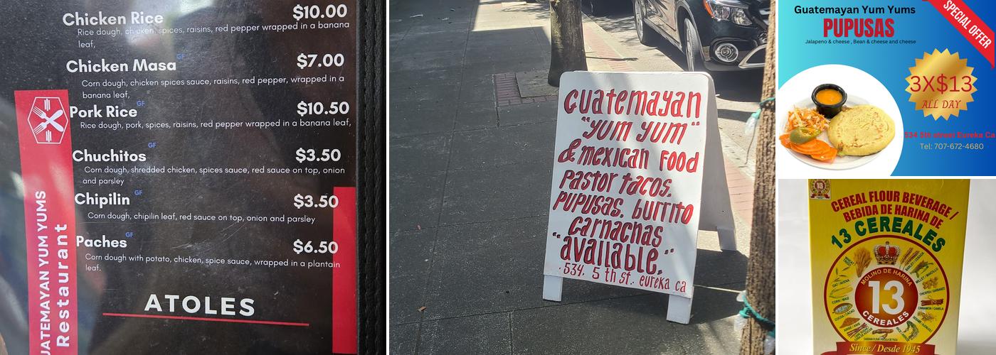 GuateMayan Yum Yums Menu