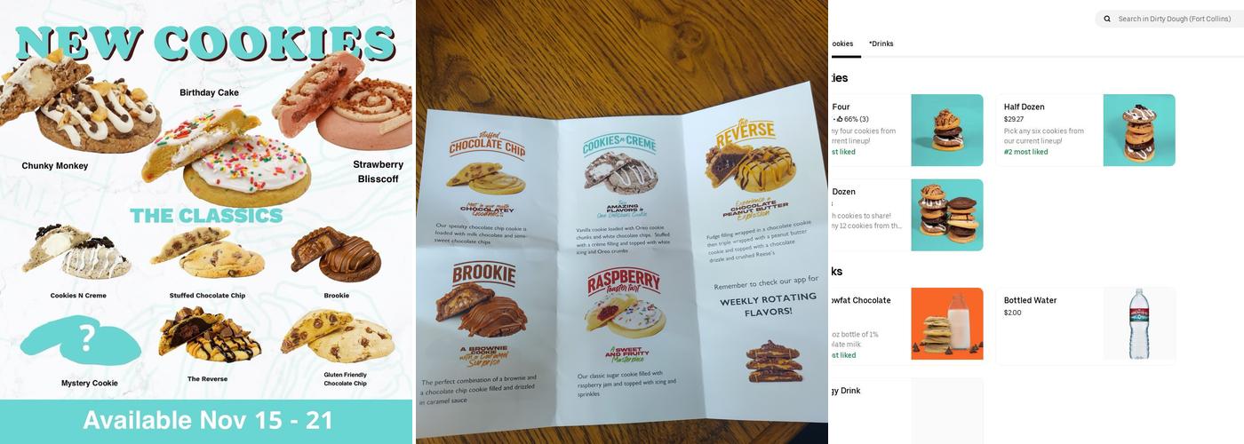 Dirty Dough Cookies - Fort Collins Menu