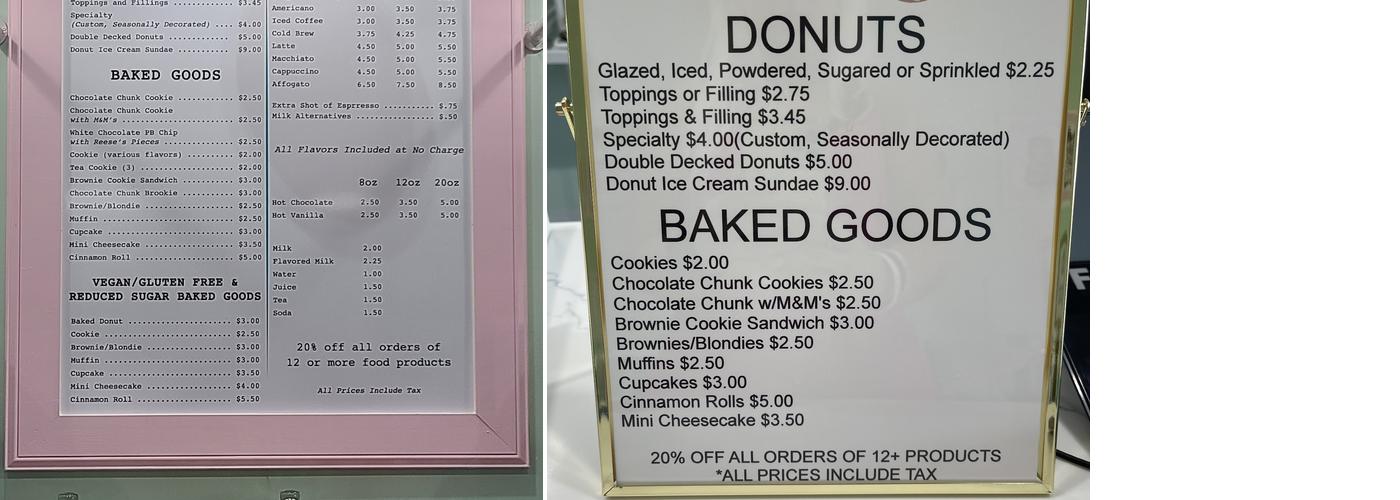 Decked Out Donuts Menu