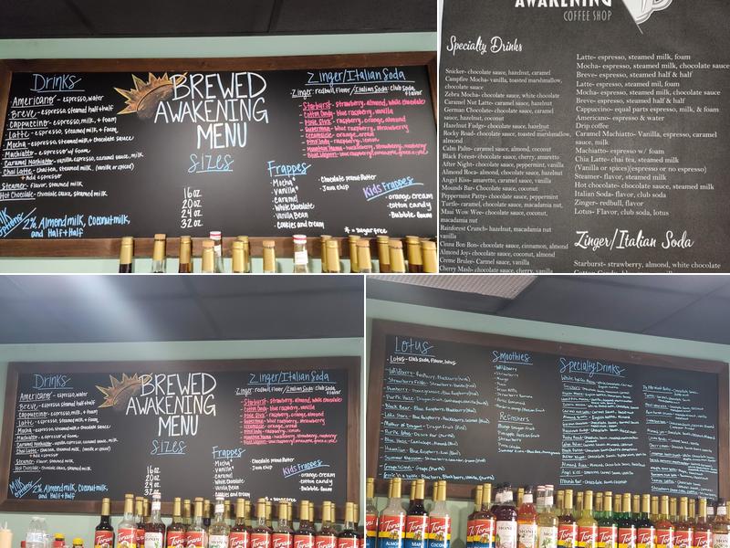 Brewed Awakening coffee shop Menu