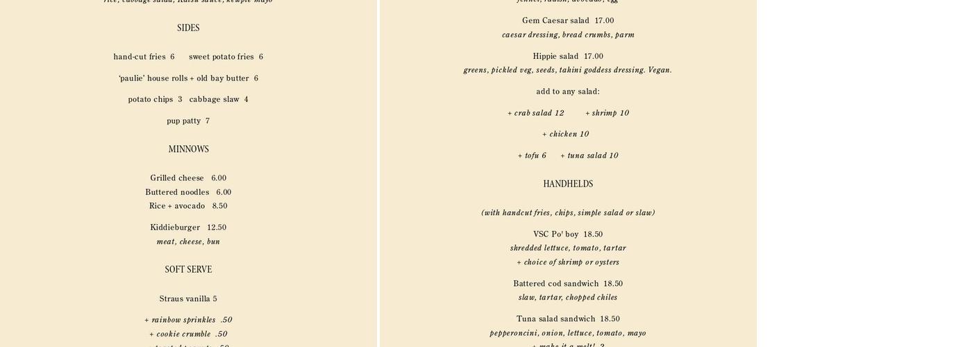 Dive Bar Coffee Menu