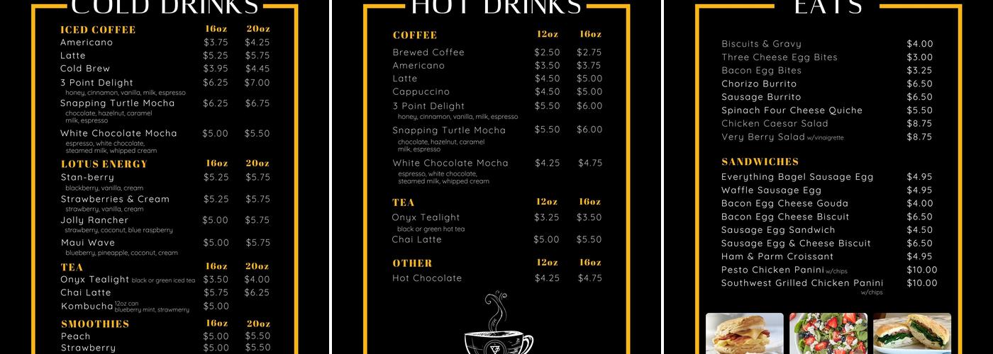 3 Point Coffee Menu