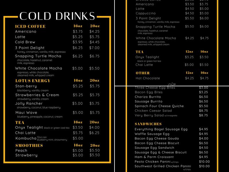 3 Point Coffee Menu