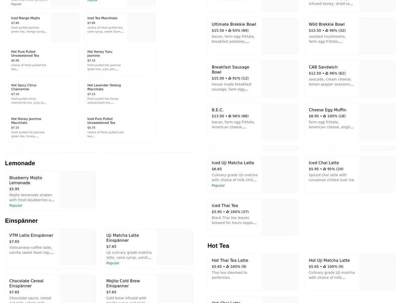Blk Dot Coffee Menu