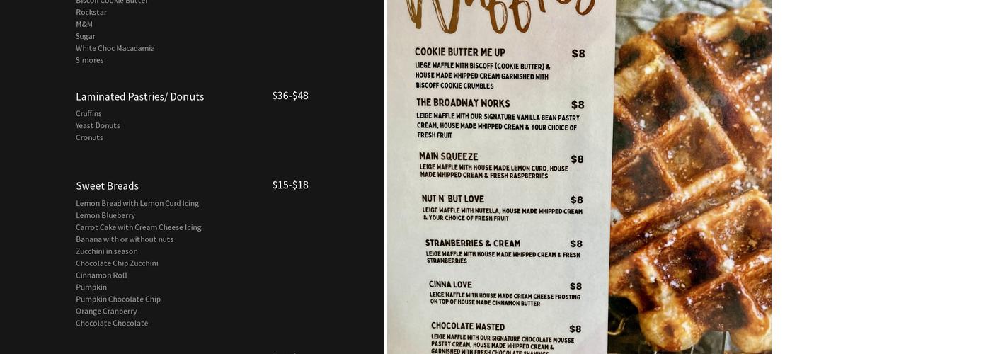 Broadway Bakery Menu