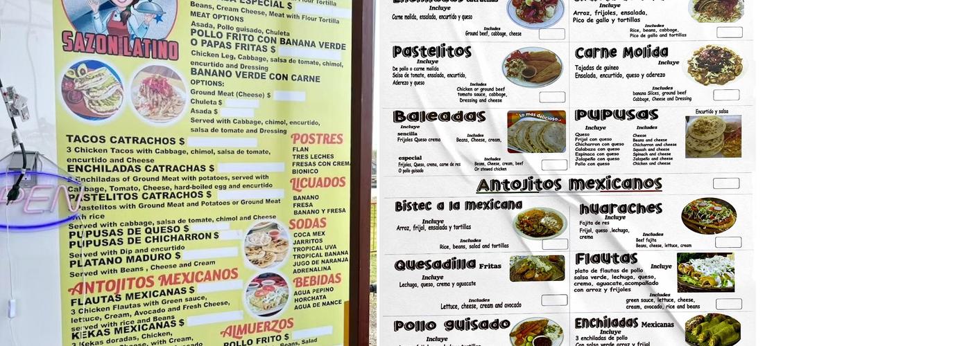 Sazon Latino Buda TX Menu