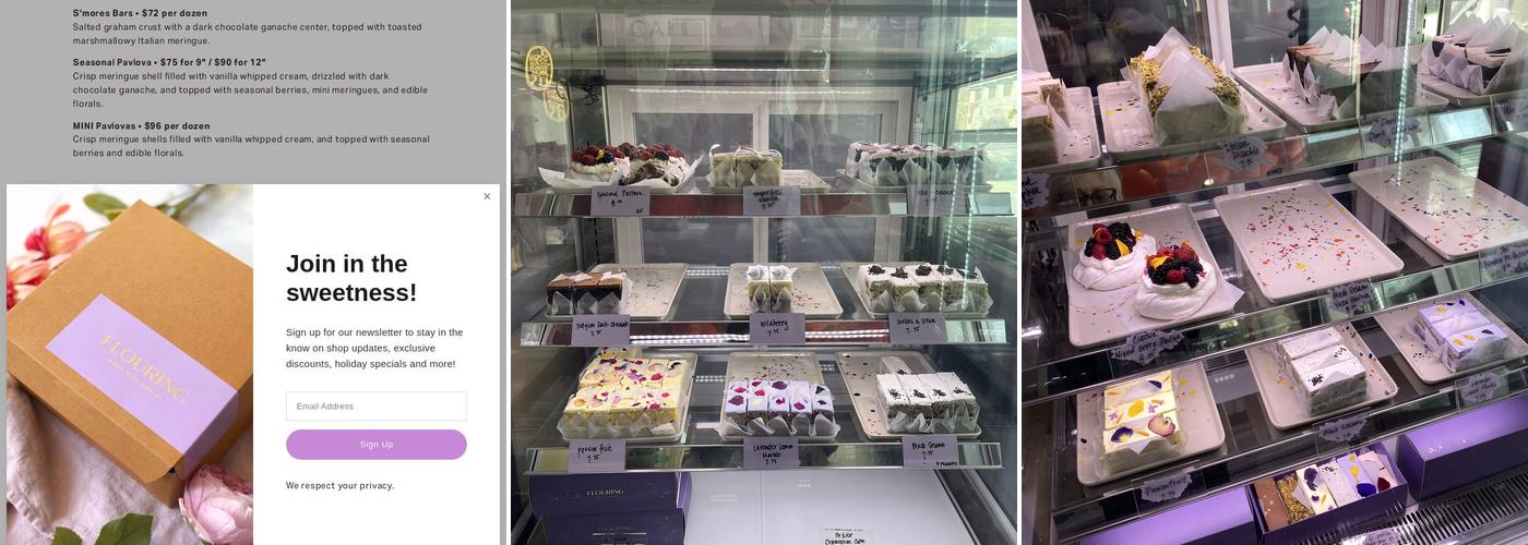 Flouring Cake Shop Menu