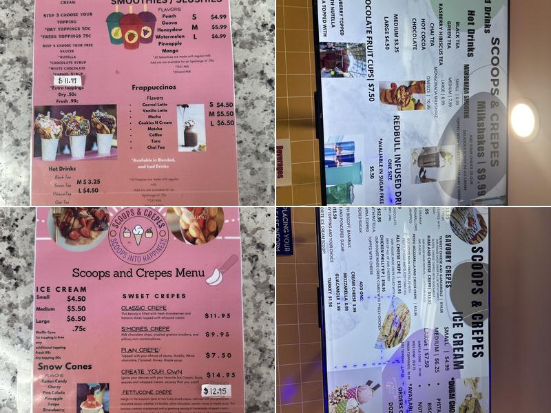 Scoops & crepes Menu