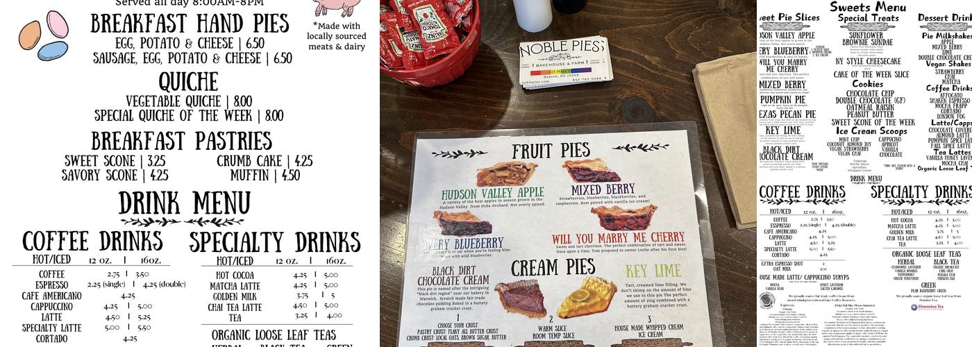 Noble Pies Menu