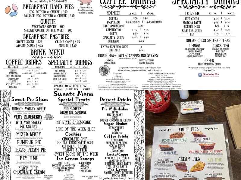 Noble Pies Menu