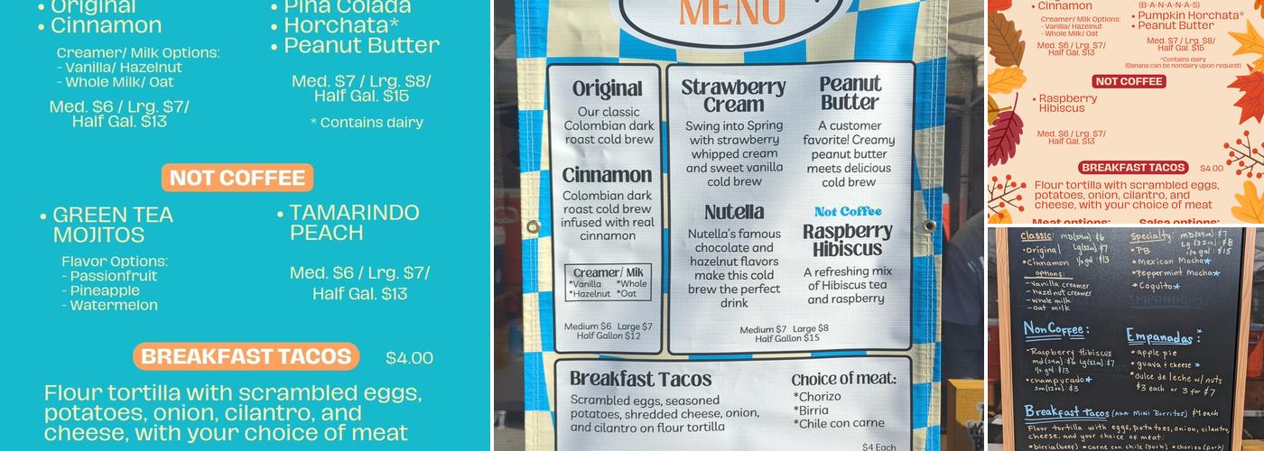 Noche Dia Coffee Menu