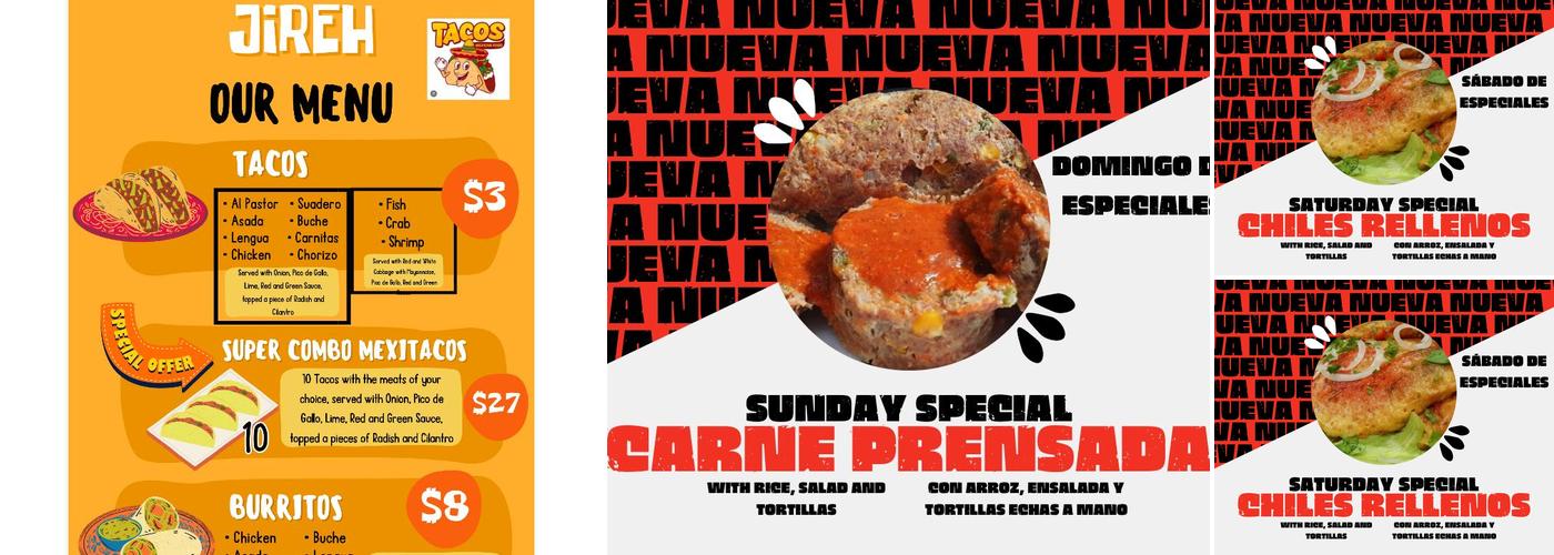 Mexitacos Jireh Menu