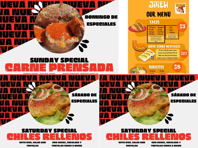 Mexitacos Jireh Menu
