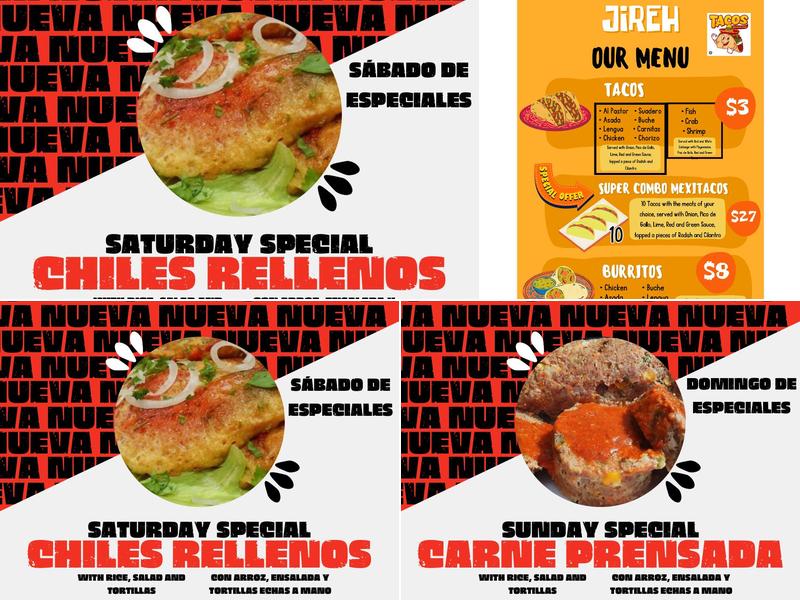 Mexitacos Jireh Menu
