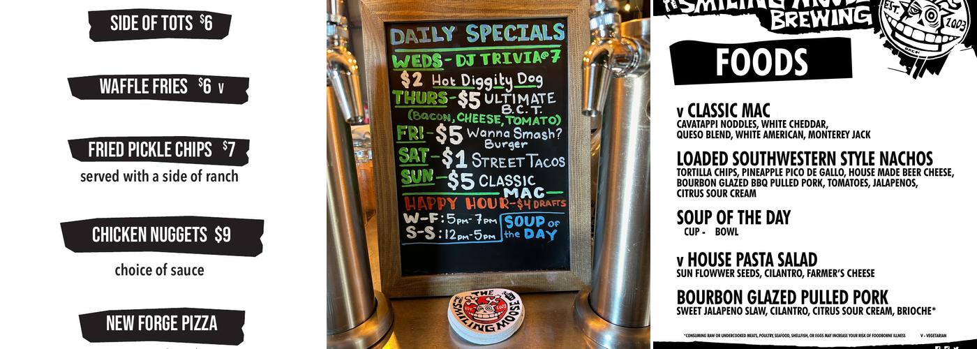 Smiling Moose Brewing Menu