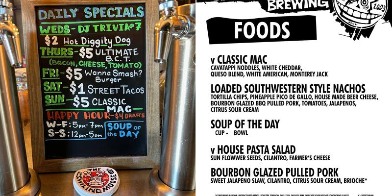 Smiling Moose Brewing Menu