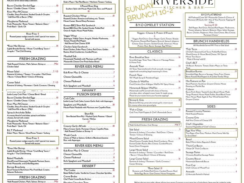 Riverside Kitchen & Bar Menu