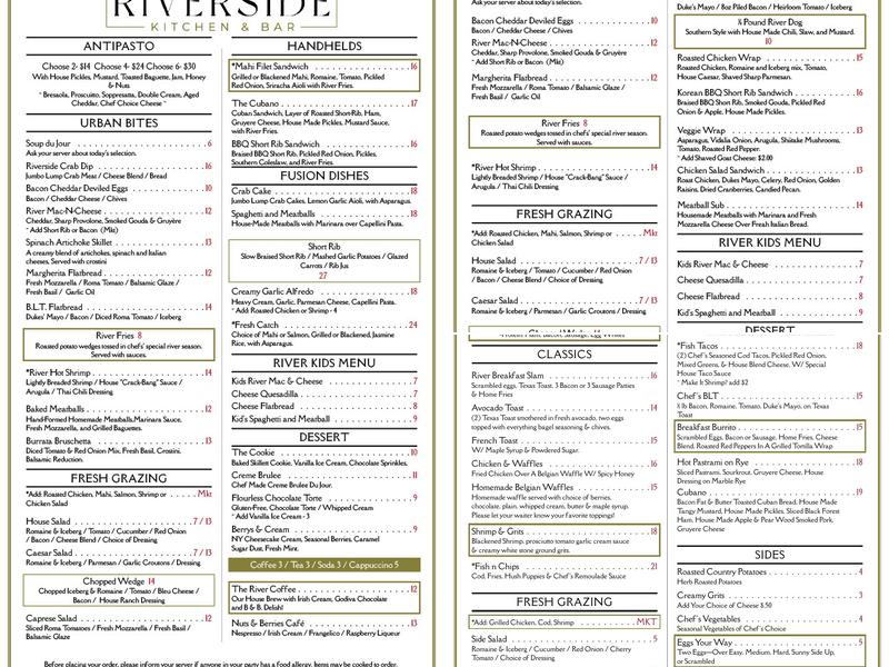 Riverside Kitchen & Bar Menu