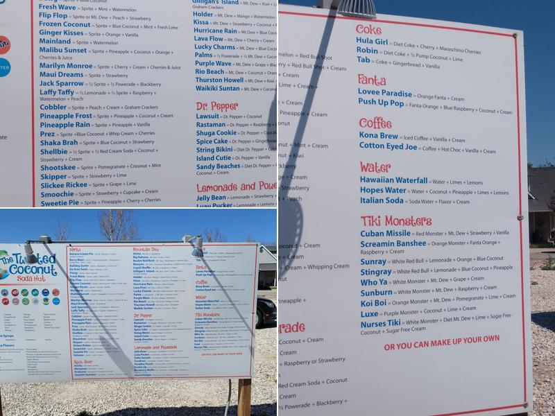The Twisted Coconut Soda Hut Menu