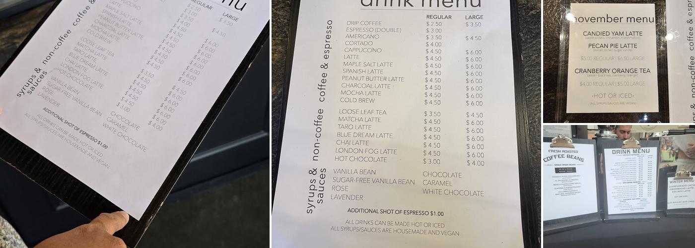 Solo Brew & Roasters Menu