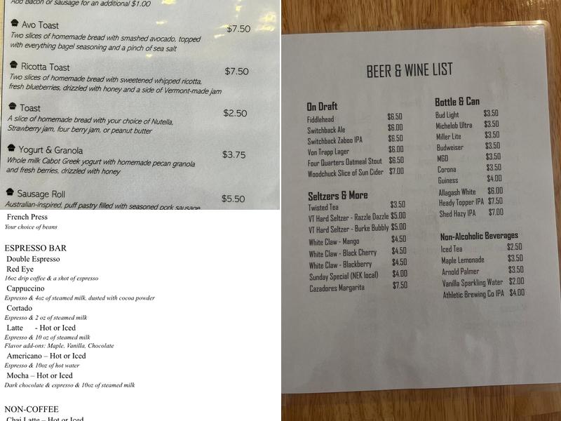 Three Branches Cafe and Bakery Menu