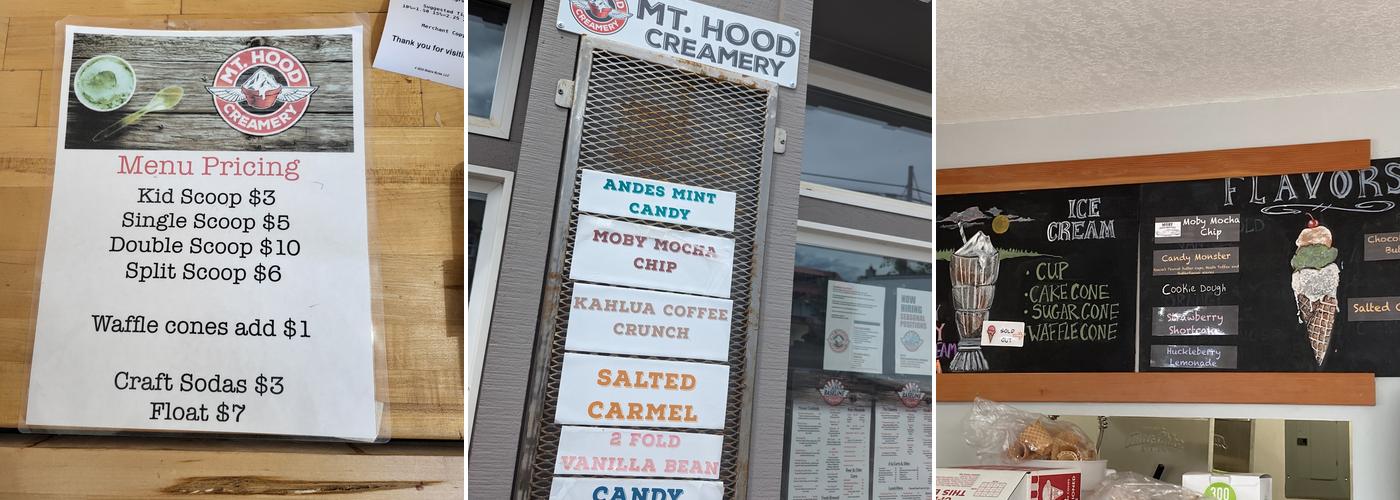 Mt. Hood Creamery Menu