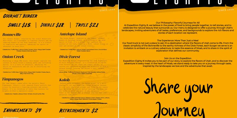 Expedition Eighty8 Menu