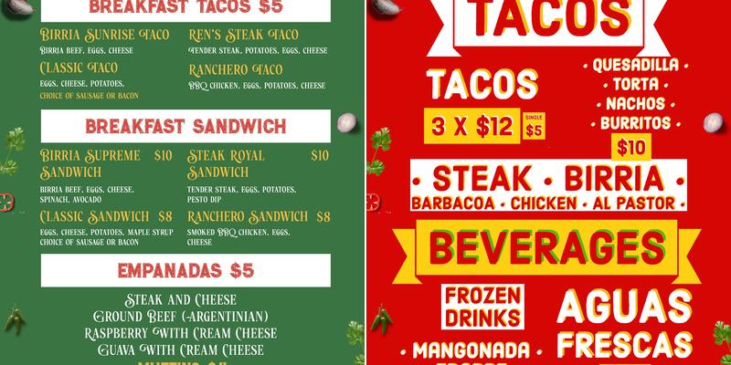Rendell’s Tacos Menu