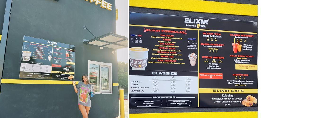 Elixir Coffee & Tea Menu