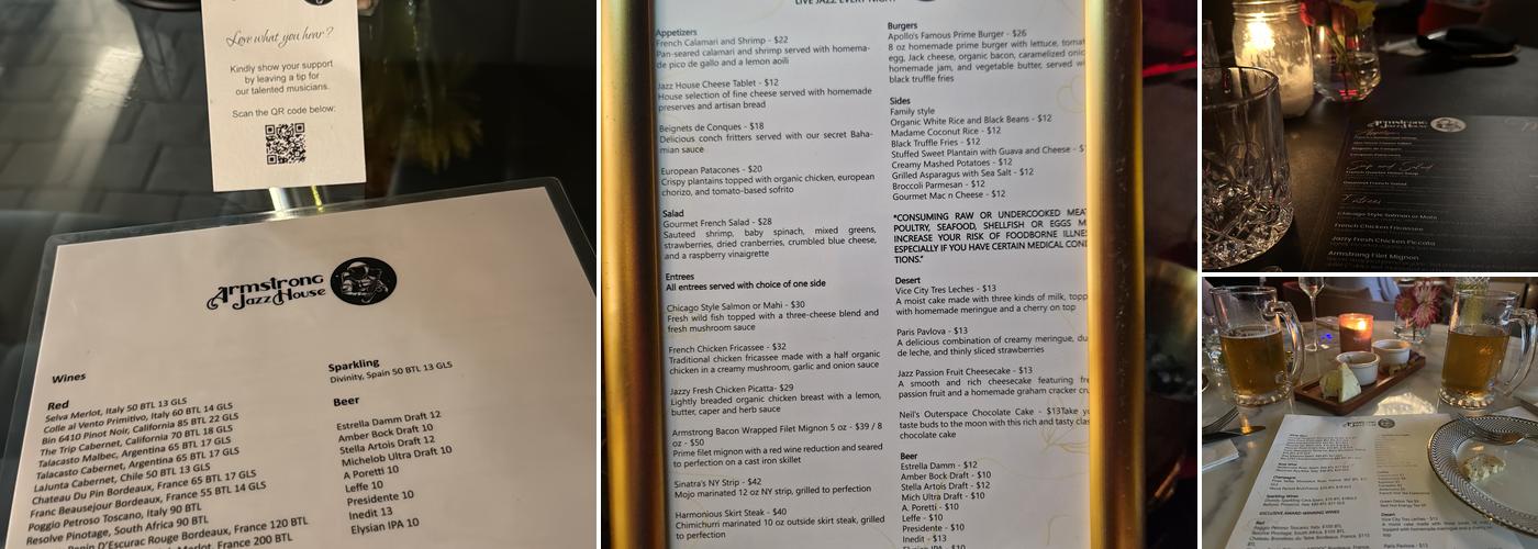 Armstrong Jazz House Menu