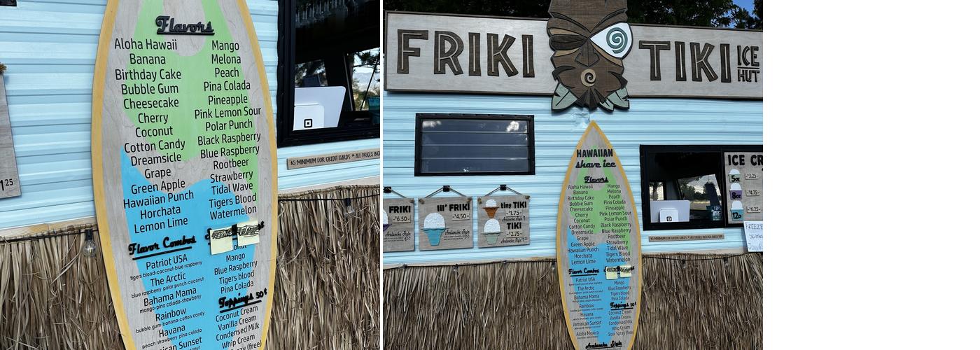 The Friki Tiki Ice Hut Menu