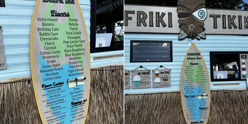 The Friki Tiki Ice Hut Menu