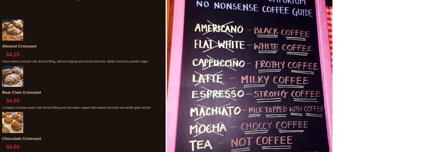 Deja Brew Pecan LLC Menu