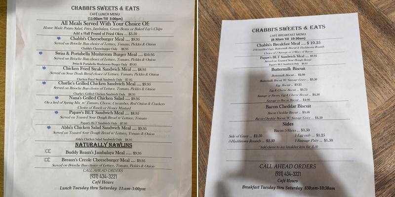 Chabbi's Sweets & Eats Menu