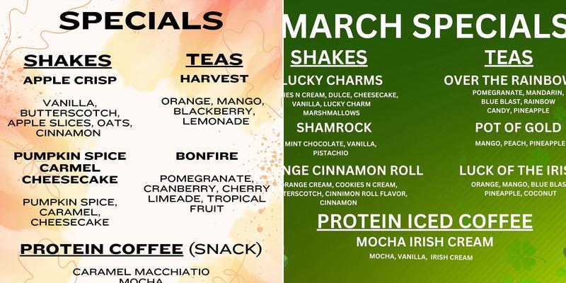 Inside Out Nutrition Menu