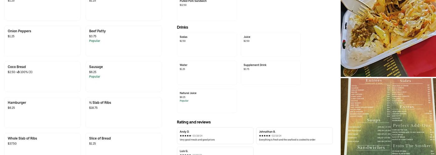 Wadadli Smoke & Grill Menu