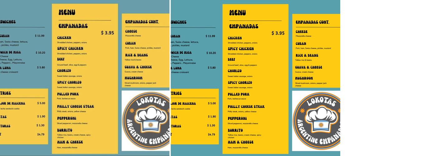 Lokotas Empanadas Menu